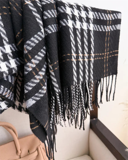 Houndstooth Scarf Men Women Autumn Winter Cashmere Scarves Wrap Student Fashion Thicken Warm Long Tassel Shawl Lady Bufanda New