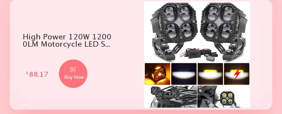 Motorcycle LED Spot Driving Light Dual Color Headlight Auxiliary Spotlight Lamp ATV Scooter Moto Fog Light for Honda Kawasaki
