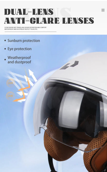 UCHOOSE 3/4 Open Face Motorcycle Helmets With For Men Women Vintage  Moto Bike Cascos Scooter Protective helmets
