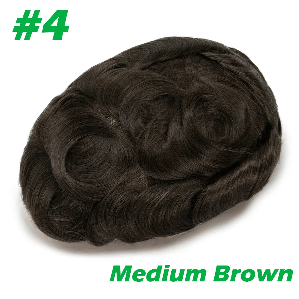 Men Toupee 0.06mm Thin Skin Natural Hairline Men's Capillary Prothesis Toupee Men Wigs Male Wig Hair System 100% Human Hair