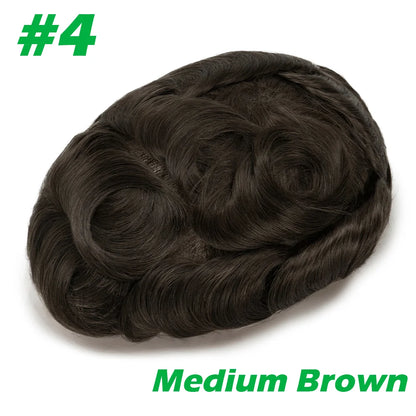 Men Toupee 0.06mm Thin Skin Natural Hairline Men's Capillary Prothesis Toupee Men Wigs Male Wig Hair System 100% Human Hair