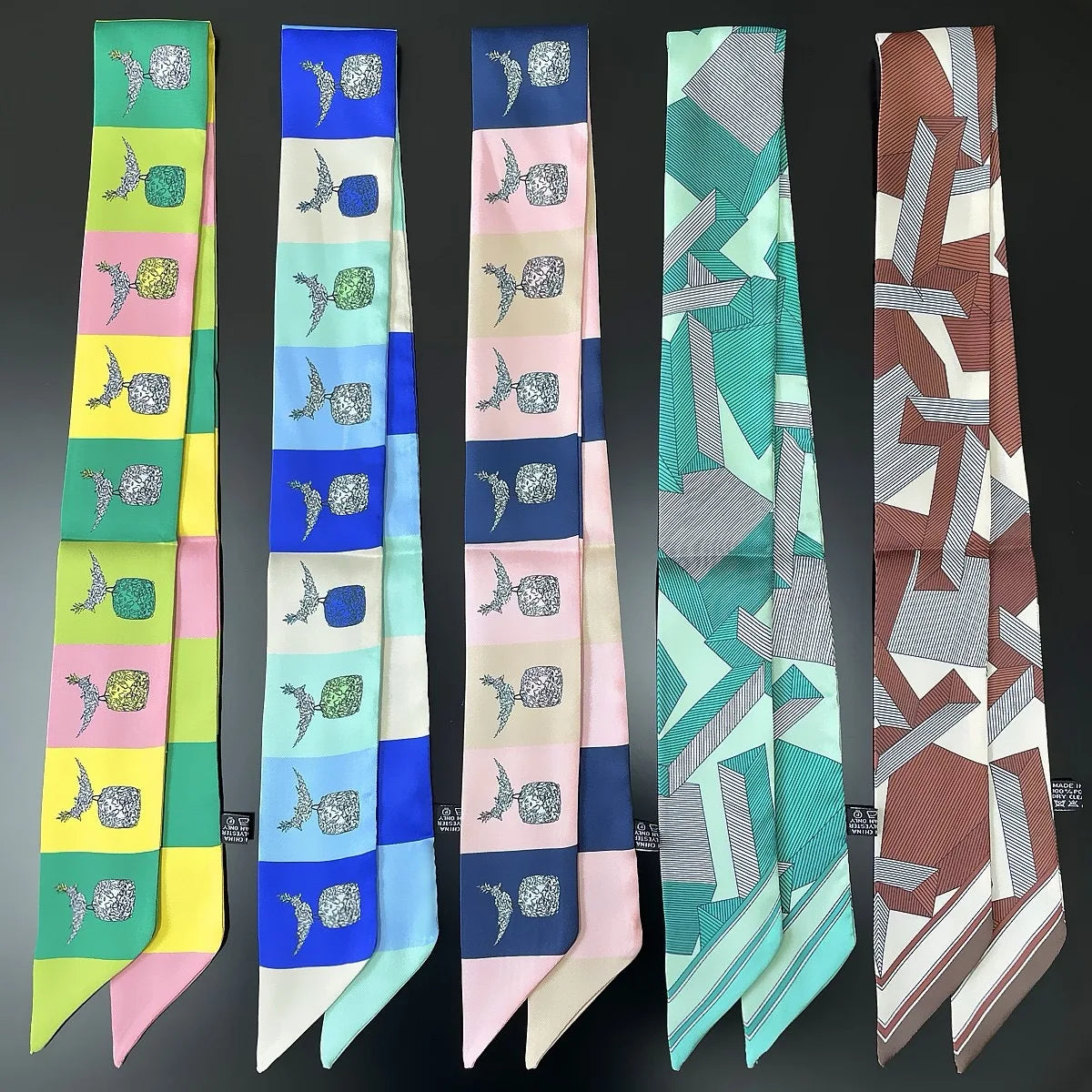 Luxury Brand Horse Bag Scarf 2024 New Design Womens Silk Scarf Fashion Head Scarf Headwear Long Skinny Scarves Bag Accessories