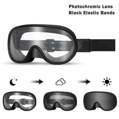 Vintage Motorcycle Goggles Over Glasses Photochromic UV400 Dirt Bike Goggles for Men Women Dual-Cycle Defogging Racing Glasses