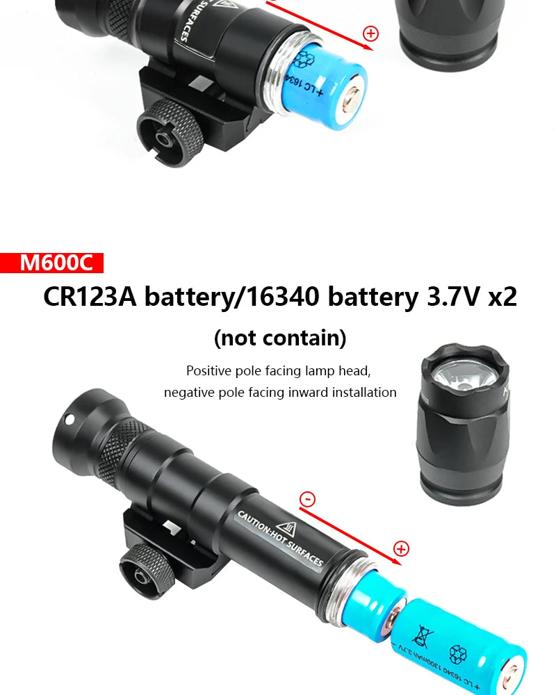 Airsoft Tactical SF M300C M600C Flashlight White LED Light AR15 Rifle Hunting M300 M600 Metal Scout Light Fit 20mm Rail