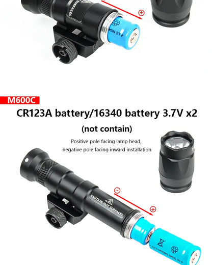 Airsoft Tactical SF M300C M600C Flashlight White LED Light AR15 Rifle Hunting M300 M600 Metal Scout Light Fit 20mm Rail