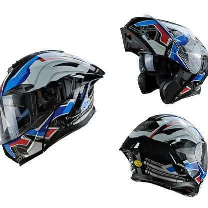 Flip up Motorcycle Helmet Full face Dual lens off-road Racing helmet Men Cascos para moto Motorbike Helmet DOT Approved For BMW