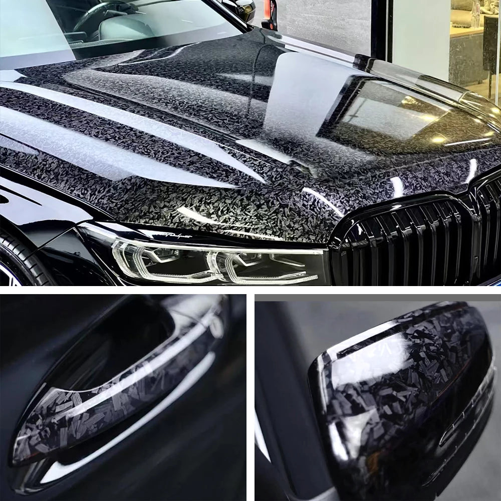 High Glossy Black Silver Red Forged Carbon Fiber Car Sticker on the Hood Adhesive Vinyl for Car Stickers Motorcycle Decal