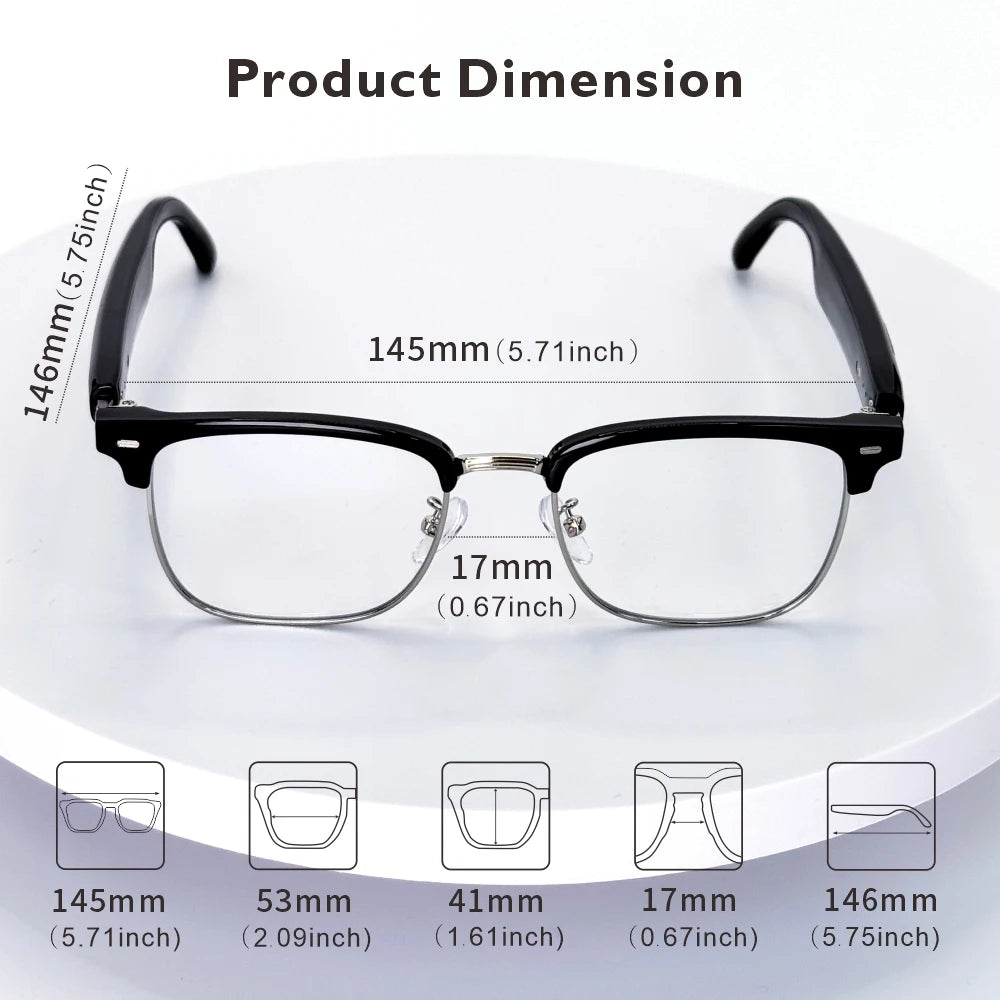 SENBONO Fashion Smart Glasses AI Translation 144+ Languages Real-time Translator BT Call Play Music Camera Control for Men Women