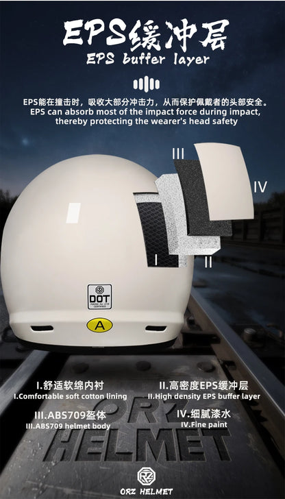 ORZ Classic Design Retro Full Face Motorcycle Helmet DOT Approved Adult Off Road Motorcycle Helmet Capacite Casco Moto
