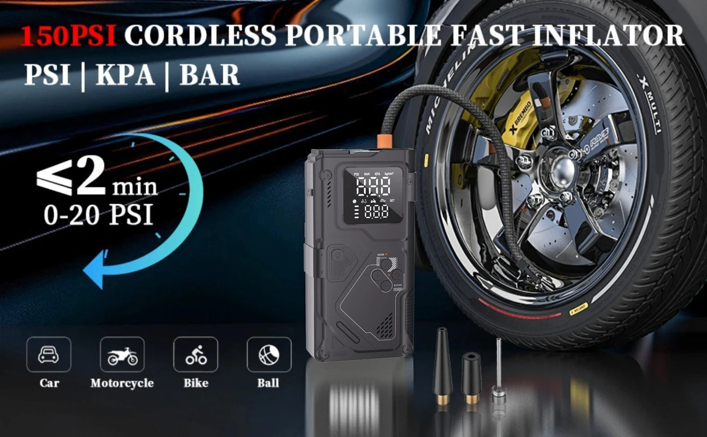 YINGBOOST Car Jump Starter with Air Pump Peak 5000A Booster &150PSI Tire Inflator with DC Power Cord Power Bank 400LM LED Light