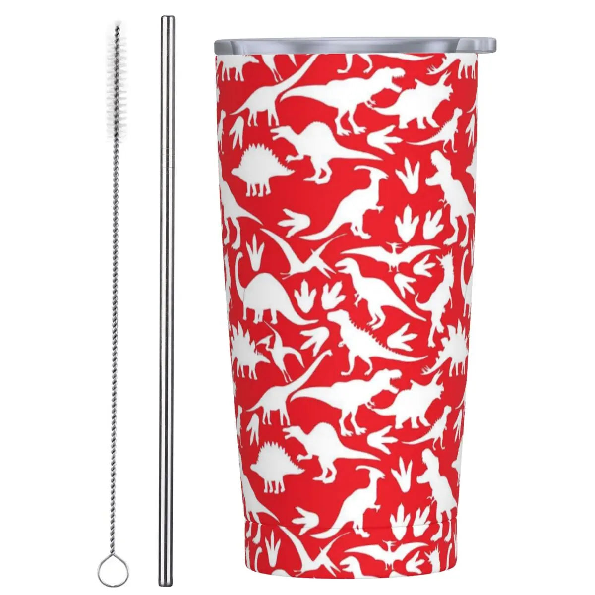 Stainless Steel Tumbler Dinosaur Silhouette Mugs Cup With Straws Animal Beach Cold Drink Water Bottle Insulated Thermal Mug