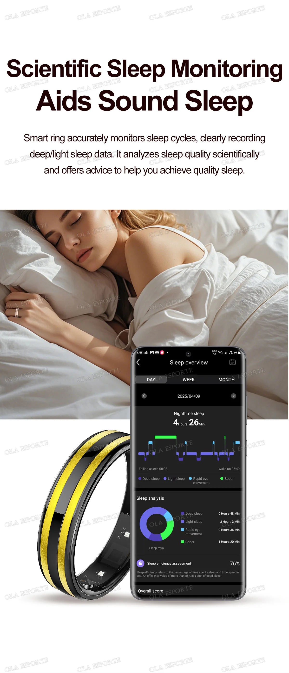 New 6.3mm Thin Smart Ring Health Monitor Smartring Outdoor Waterproof Ring Heart Rate Body Temperature Monitoring Sports rings