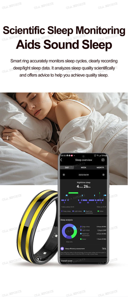New 6.3mm Thin Smart Ring Health Monitor Smartring Outdoor Waterproof Ring Heart Rate Body Temperature Monitoring Sports rings