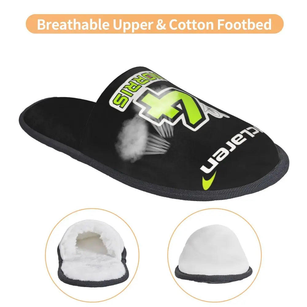 Custom British Lando Norris Racing Driver Guest Slippers for Spa Women House Slipper