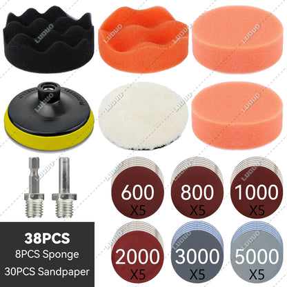3/4/5/6 inch Car Detailing Polishing Buffing Sponge Wool Pad Headlight Restoration Sandpaper For Sanding Waxing Cleaning Washing