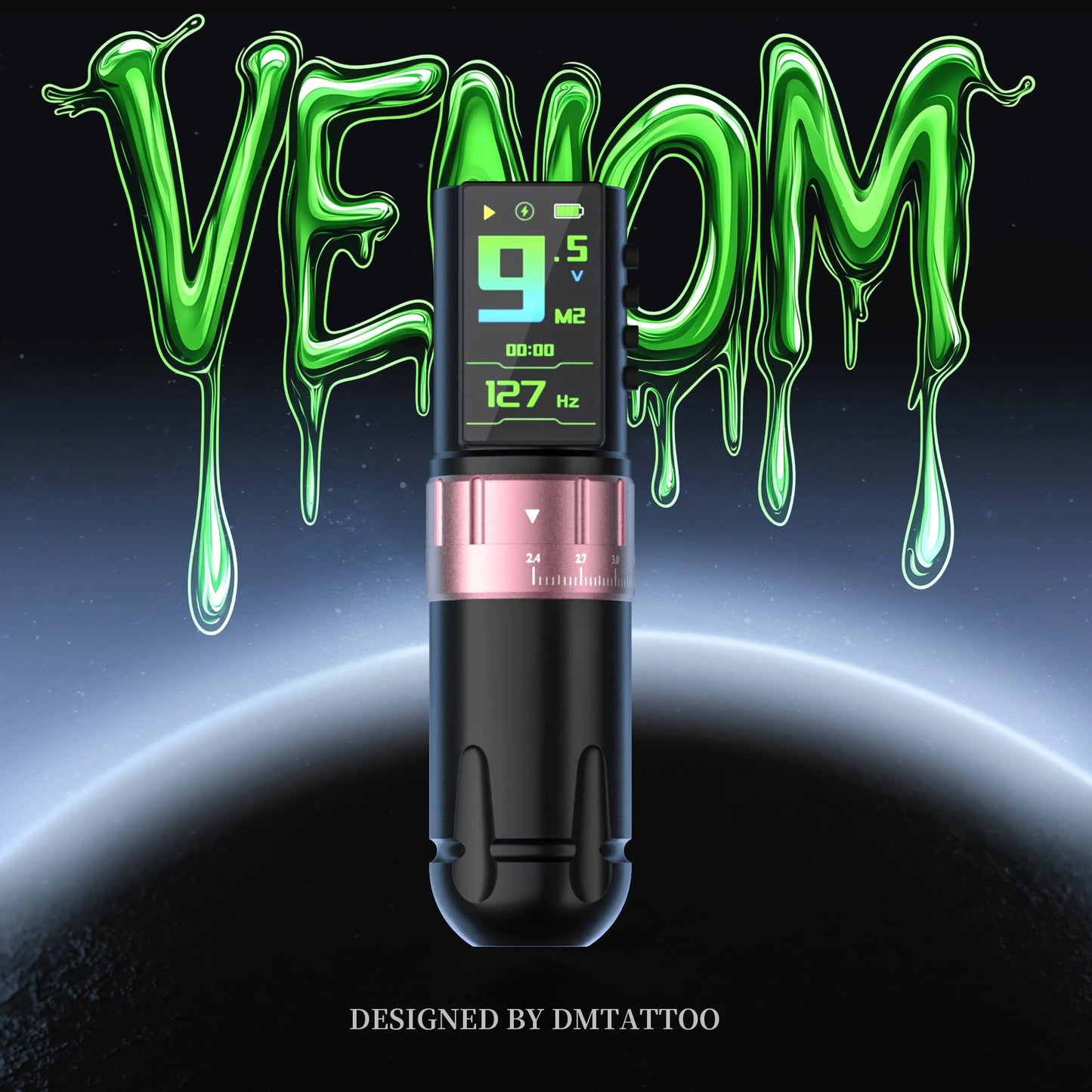 DM Venom 2.4-4.2MM Stroke Wireless Tattoo Machine LED Large Touch Screen 2300mAh Battery Suitable for Permanent Body Art