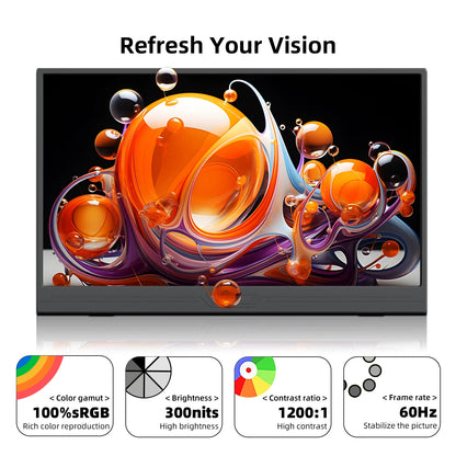 ZSUS 3840*2160 13-inch 4K Portable Monitor 60HZ For Laptop XBox PS4 / 5 Switch TV Box Cell Phone PC Extension Mobile