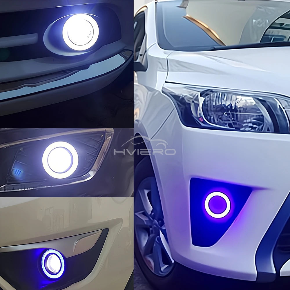 2Pcs Auto 30W Car Driving DRL Fog Lights COB Angel Eye 64/76/89mm Ambient Lamps Waterproof Daytime Running Bulb Headlight DC 12V