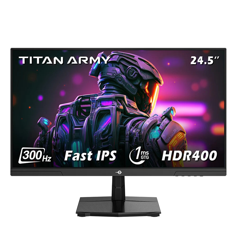 TITAN ARMY P2510HS 24.5" FHD Gaming Monitor, 300Hz Refresh Rate, 1ms GTG, CSOT Fast IPS Panel, HDR400, Adaptive Sync, 121% sRGB, Low Blue Light, PIP/PBP, Game Mode, VESA Mount Compatible for Esports Gaming