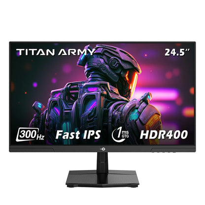 TITAN ARMY P2510HS 24.5" FHD Gaming Monitor, 300Hz Refresh Rate, 1ms GTG, CSOT Fast IPS Panel, HDR400, Adaptive Sync, 121% sRGB, Low Blue Light, PIP/PBP, Game Mode, VESA Mount Compatible for Esports Gaming