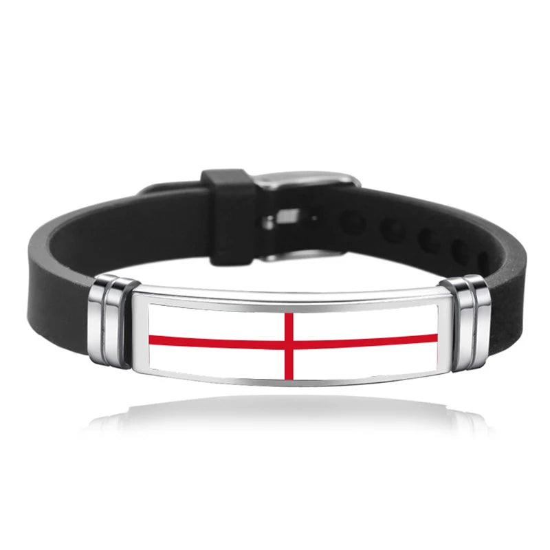 Fashion National Flag Bracelet USA France Canada Flags Bangle Adjustable Silicone Sports Bracelets Wristband For Men Jewelry