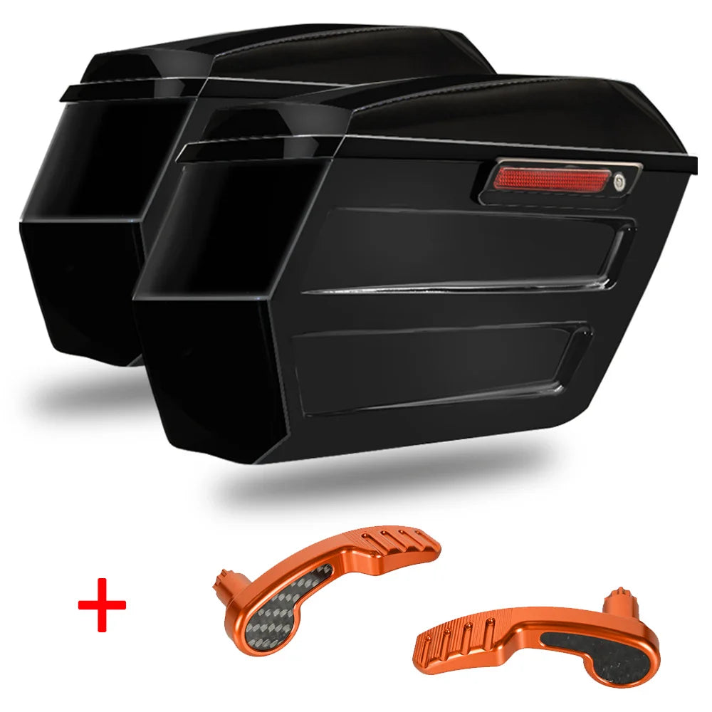Motorcycle Hard Chopped Performance Saddlebag Bags&Carbon Fiber Latch Kit For Harley Touring Road King RG Street Glide 2014-2023