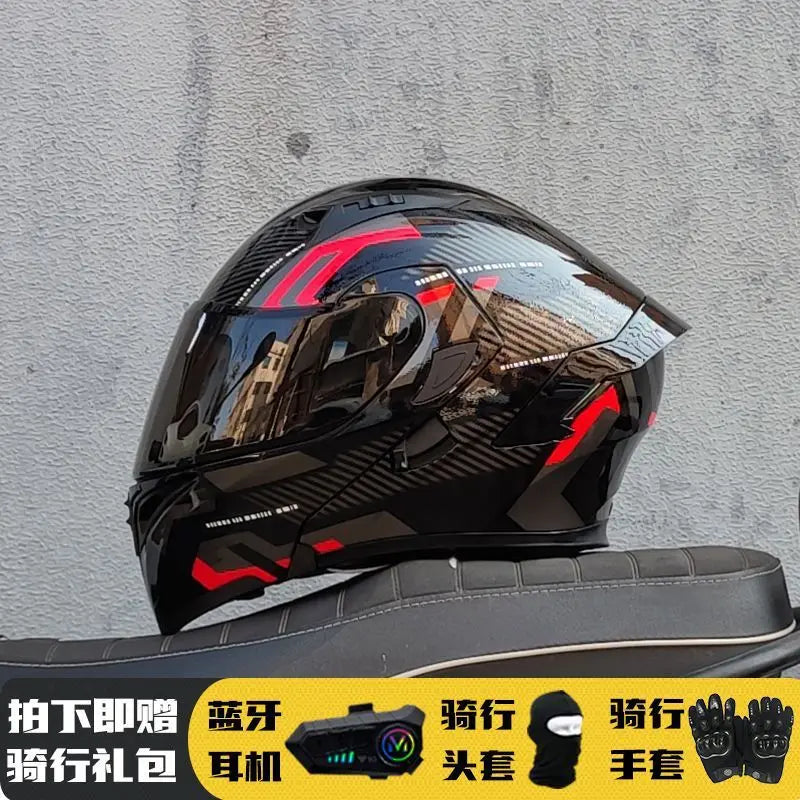 Motorcycle Helmet Full Face Racing Motorbike Helmet with Double Sun Visor Women Man Flip Up Moto Helmets Capacete De Moto