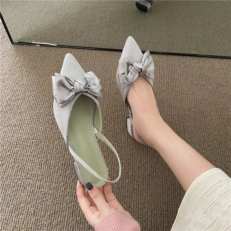 maogu Bow Polka Dot Pointed Toe Stiletto Sandals Luxury Sandals Women Designers Elegant Party Sandal 2023 Fashion Women Shoes 39