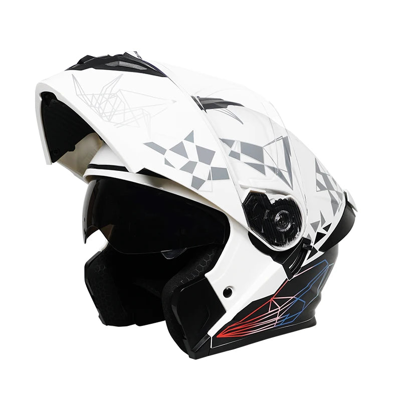 Personalized off-road motorcycle helmet with stylish dual lenses for both genders, DOT-certified and ABS material