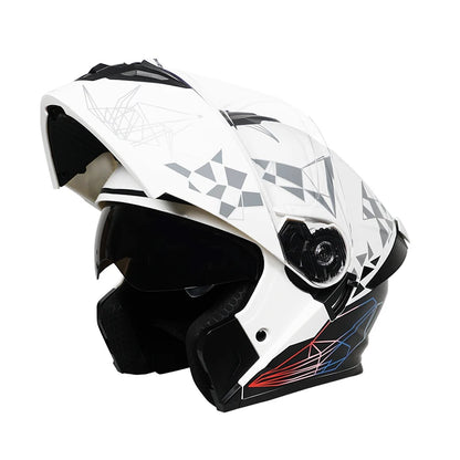 Personalized off-road motorcycle helmet with stylish dual lenses for both genders, DOT-certified and ABS material