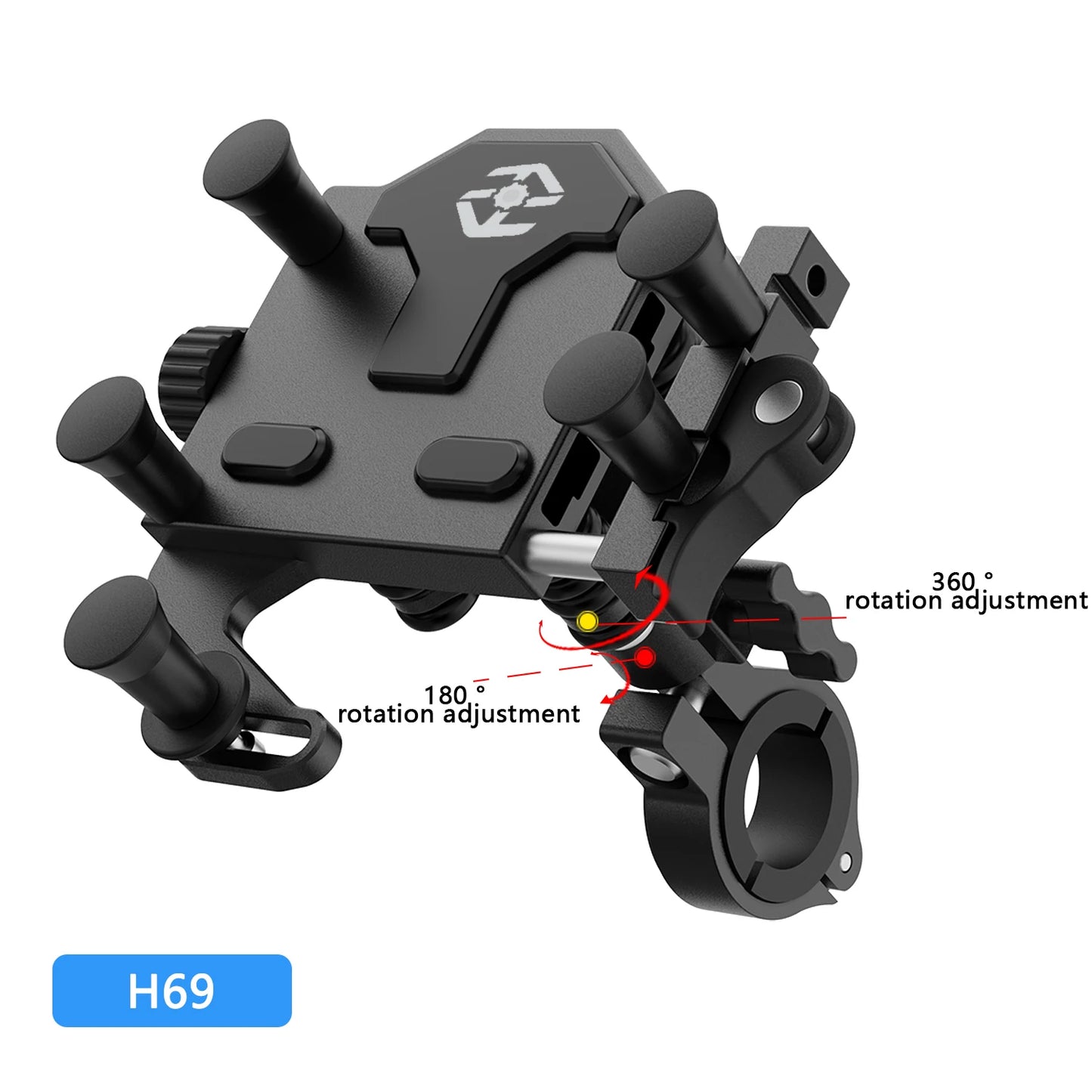 Motorcycle Phone Holder Universal Alloy Shock-Absorbing Motos Bicycle Handlebar Navigation Bracket 360° Rotary Adjustable Stand