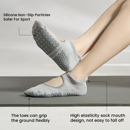 2/6 Pairs Women's Short Open Instep Yoga Socks Indoor Non-slip Floor Socks Adult Pilates Sports Socks