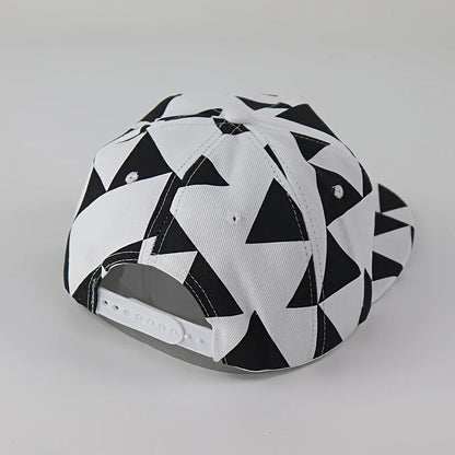 1PC DOPE fabric triangle block print street dance hip-hop hat trend flat edge baseball hat men's and women's