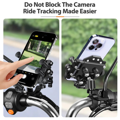 New Motorcycle Phone Holder Universal Alloy Shock-Absorbing Motos Bike Handlebar Navigation Bracket 360° Rotary Adjustable Stand