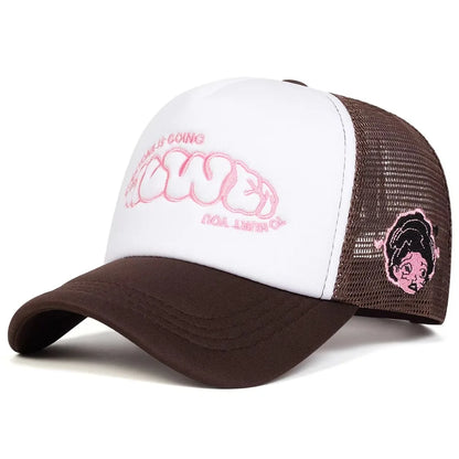 Sunscreen Cap EVERYONE IS GOING Baseball Cap Sunscreen Hat Adjustable Trucker Cap Breathable Casual Snapback Cap Hip Hop