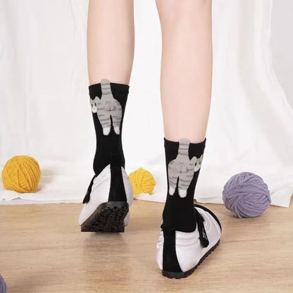 Cute Cat Socks with Balls Funny Cotton Socks Breathable Soft Cotton Socks Girl Women Socks Novelty Gifts for Cat Lovers