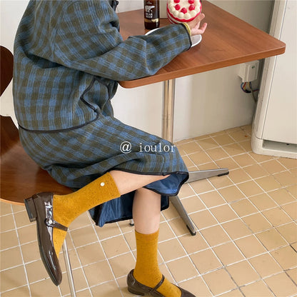 SP&CITY Colored Dotted Sheep Woolen Socks Women's Winter Warm Keeping Middle Tube Socks Casual Thick Korean Fashion Stockings