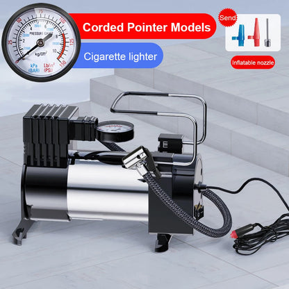 12V Car Tire Pump with Pressure Gauge Heavy Duty Tire Inflator Heavy Duty Deluxe Portable Metal Air Compressor Car Tyre Inflator