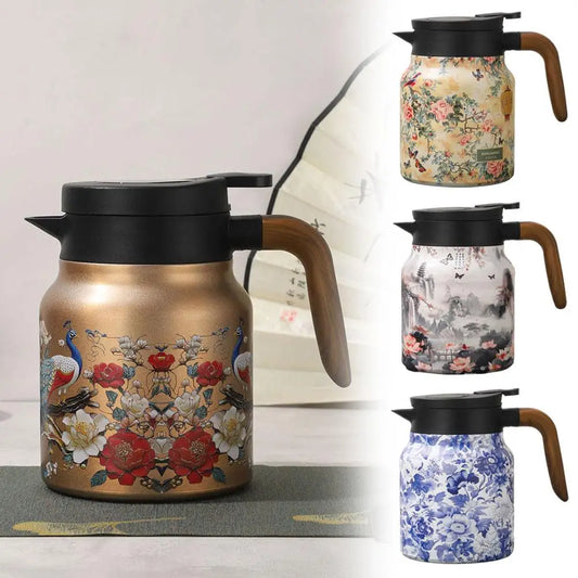 Chinese Style Teapot Steel Tea Kettle Blue and White With Tea Tea Design Maker Porcelain Kettle 1000ml Filter Water K1T4
