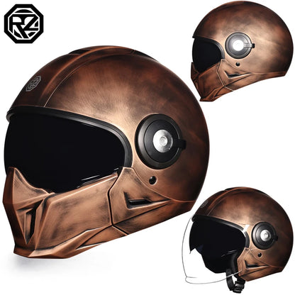 Motorcycle helmet men's and women's retro street bully combination full helmet all season detachable half helmet