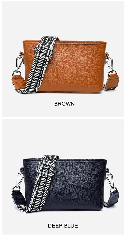 100% Genuine Leather Shoulder Bag for Women Solid Purse Luxury Cowhide Crossbody Bags Female Fashion Handbag Hobos Tote Bag
