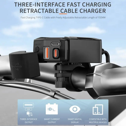 Motorcycle USB Charger 12V Power Supply Adapter with Voltmeter Handlebar USB Socket Charger Waterproof Motorcycle Accessories