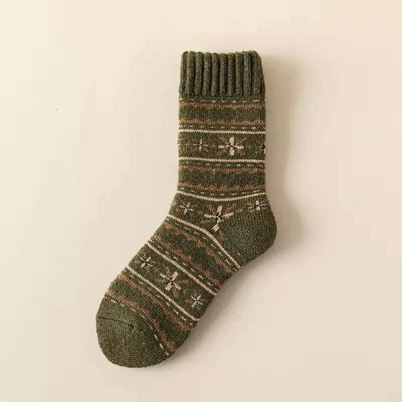 Winter Wool Socks Thickened Socks Retro Ethnic Style Couple Style Warm Mid-Calf Terry Socks