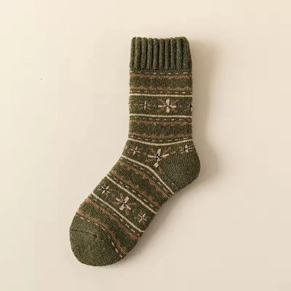Winter Wool Socks Thickened Socks Retro Ethnic Style Couple Style Warm Mid-Calf Terry Socks