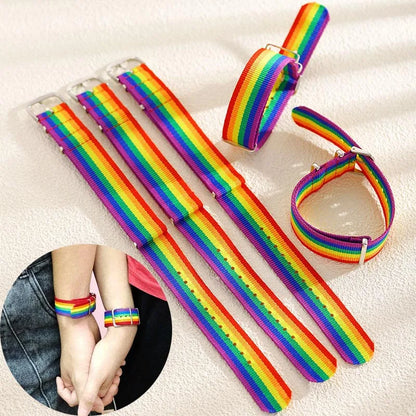 2/5pcs Pride Rainbow Strap Bracelets for Man Woman Adjustable Nylon Watch Band Charm Wristband Trendy LGBT Frienship Jewelry