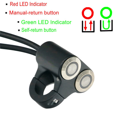 LMoDri 22mm Handlebar Motorcycle Switches ATV Scooter Headlight Hazard Brake Fog Light Switch ON-OFF Aluminum With Indicator DIY