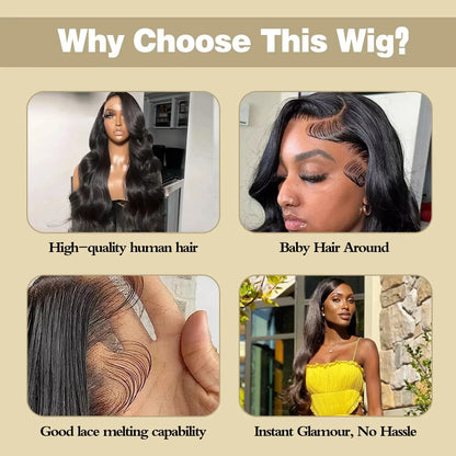 Water Wave Glueless Wigs Wear And Go 3 IN 1 Half Wigs Human Hair 200% Density Machine Made Clip-in Wigs With Drawstring Seamless