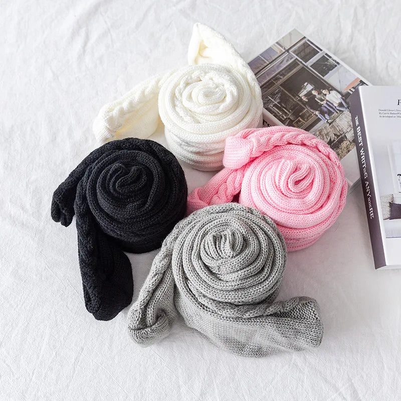 Women Winter Warm Breathable Long Johns Mohair Knee Length Knitted Wool Stretch High Sockings Femboy Leg Warmers Kawaii Clothes