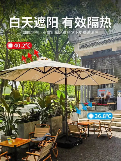-Three-headed Parasol Outdoor Courtyard Leisure Umbrella With Big Umbrella Set Outside And Big Umbrella Stall Outdoor Garden