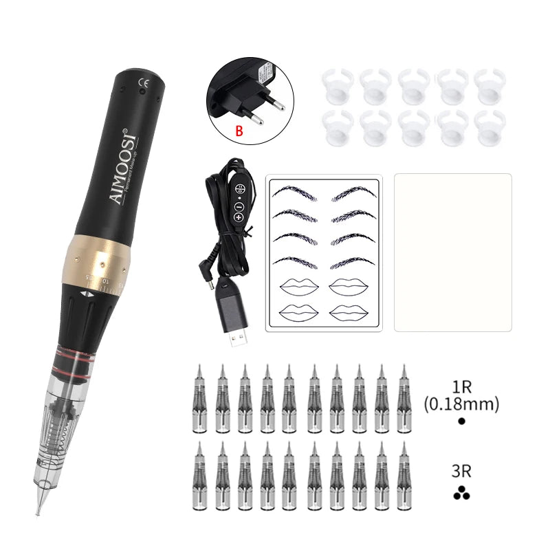 AIMOOSI M7 Tattoo Machine Set Microblading Eyebrow PMU Gun Pen Needle Permanent Makeup Machine Professional Supplies Beginner